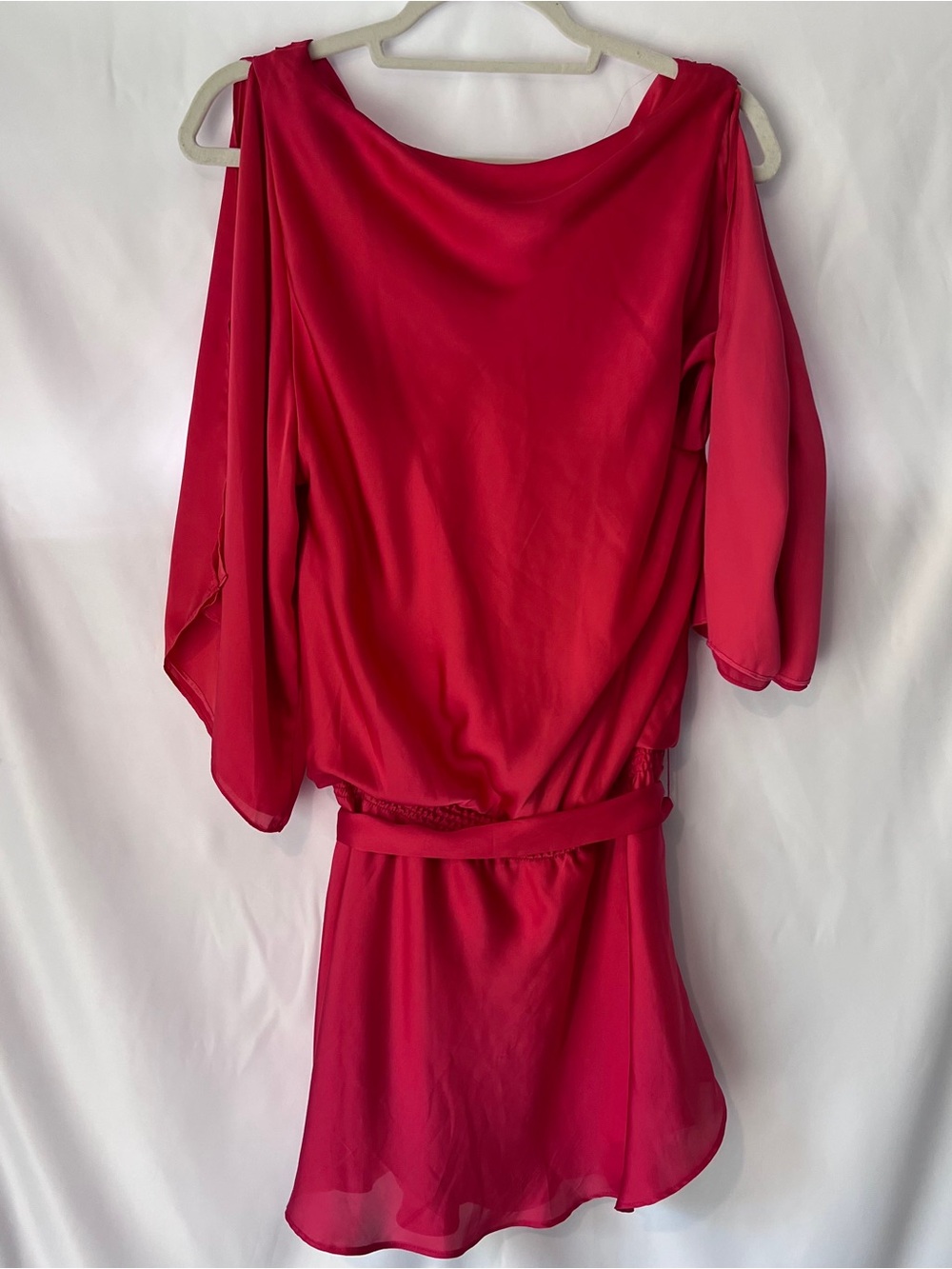 White House Black Market Red One-Shoulder Satin Dress - Picture 12 of 13